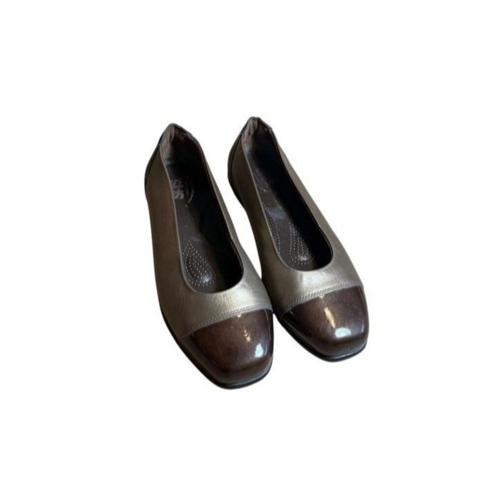 SAS Coco Tripad Comfort Cap-Toe Flats Women Size 8 WW Leather Double Wide Bronze